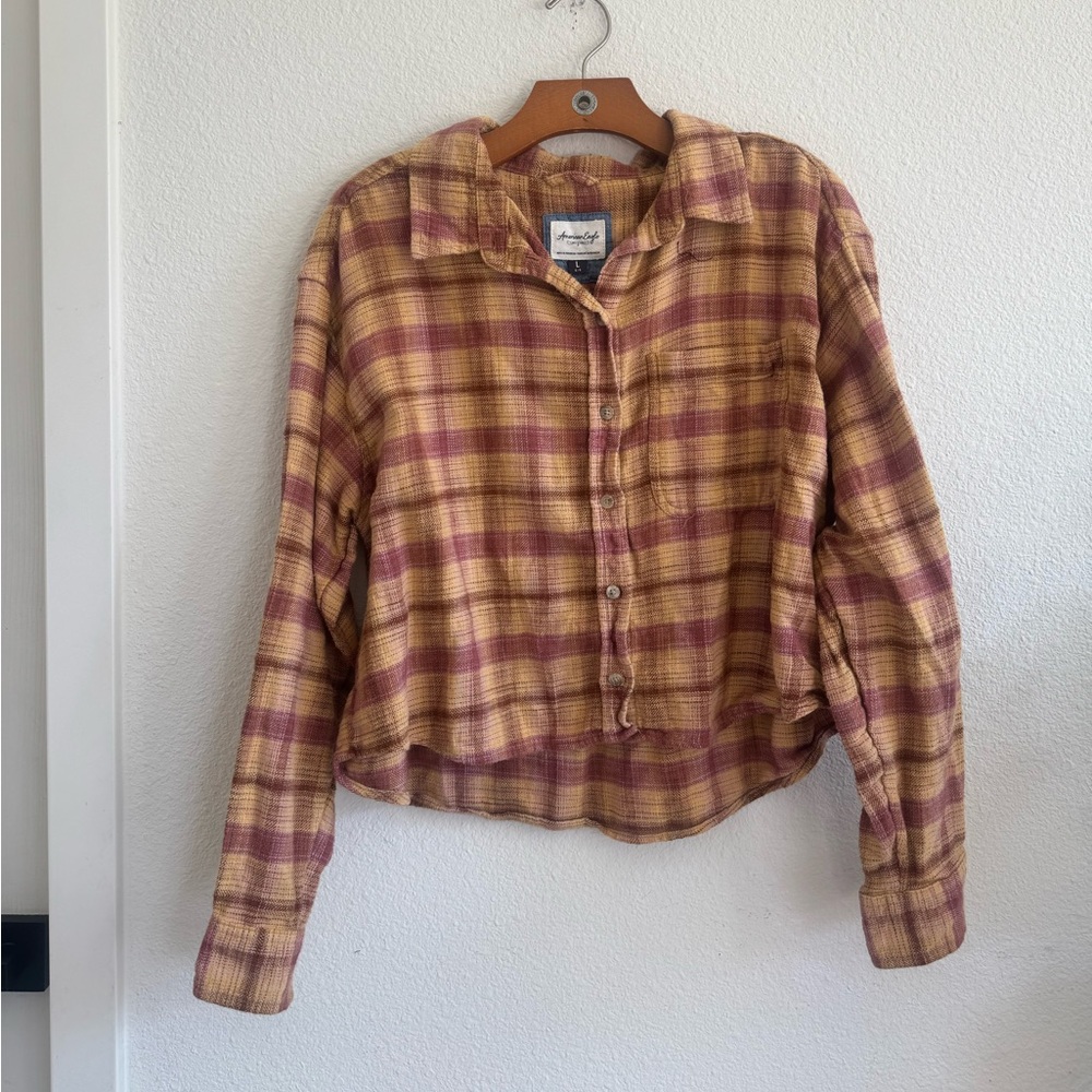 American Eagle Outfitters Plaid Shirt - Brown and Blue